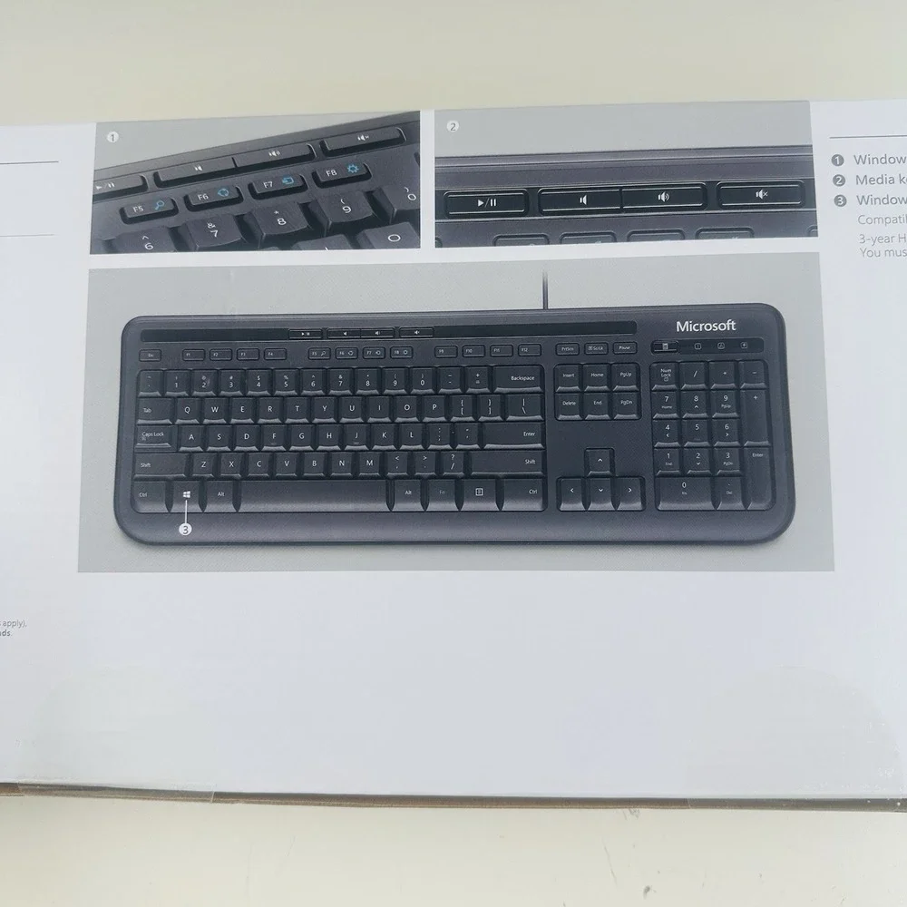Microsoft Wired Keyboard 600 ANB00001 Wired‎ New Black w Box